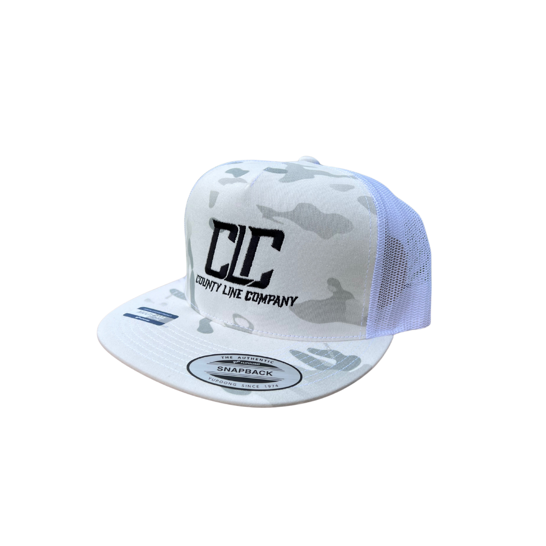 Stacked Logo Snapback- White Alpine